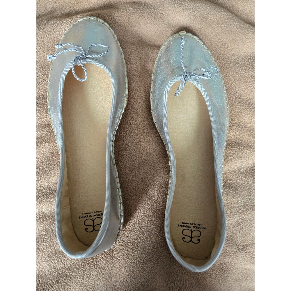 Andrew Stevens Women's Silver Espadrille Flats  eu39 us 8.5